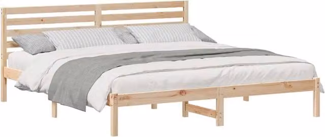 Berkfield Home Elegant Bed with Headboard in Brown Solid Pine Wood, 200 x 200 cm