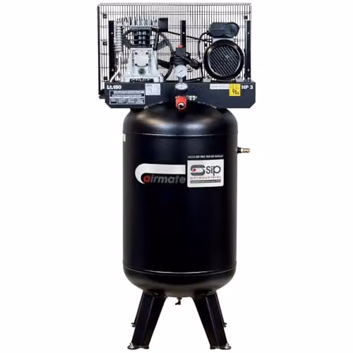 SIP Airmate VN3/150-SB Vertical Belt Drive Air Compressor, Black, 150L, 2.2kW, 145psi/10 Bar