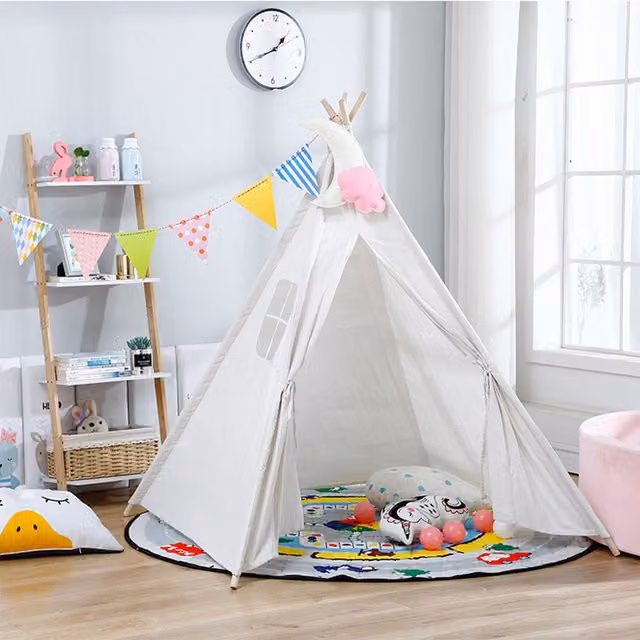 Livingandhome Foldable Childrens Play Tent Playhouse in Grey and White