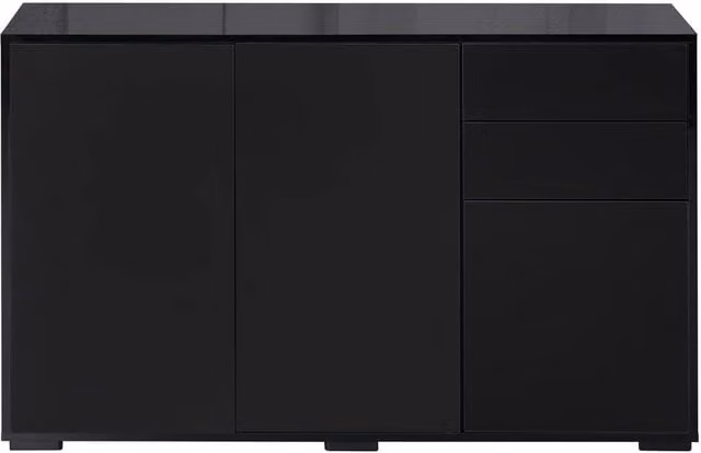 KORVIXA Highlight Matte Black Push-Open Freestanding Side Cabinet