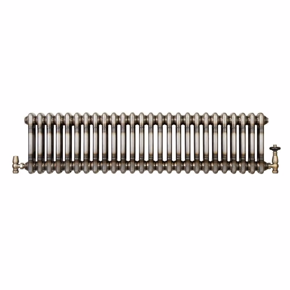 Monstershop Traditional 2 Column Steel Radiator and Integrated Valves, Silver, W: 300 mm, H: 1190 mm – 2