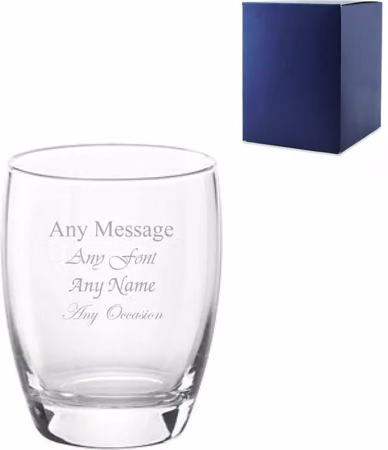 Uniqueful Personalised Engraved Curved Glass Tumbler, 300ml, Clear