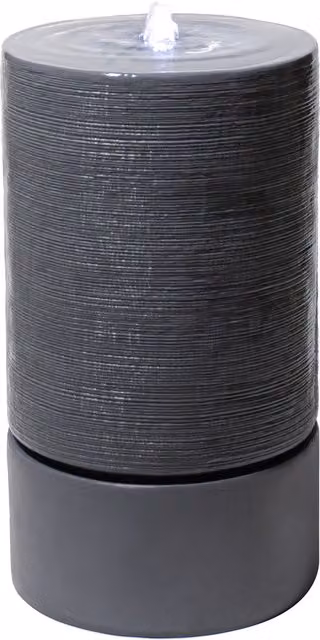 Primrose Siena Rippling Effect Stacked Slate Column Tabletop Water Fountain with LEDs in Grey