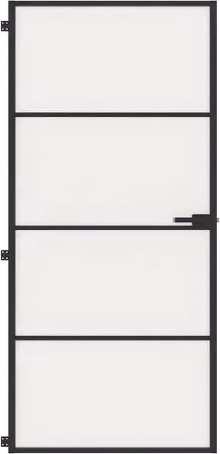 Berkfield Modern Slim Interior Door in Black with Tempered Glass and Aluminium, W: 93 cm, H: 201.5 cm