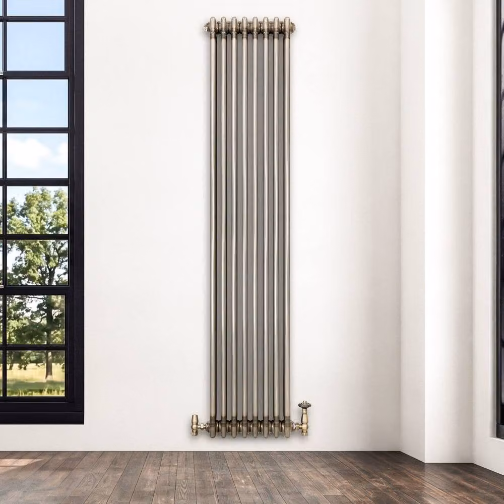 Monstershop Traditional 3 Column Radiator and Valves in Silver, H 180 cm x W 38 cm – 4