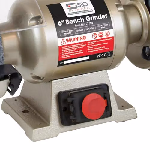 SIP 6 inch Electric Bench Grinder, Black, 370W, 230V, 2980RPM with Coarse, Fine and Wire Grinding Wheels – 4