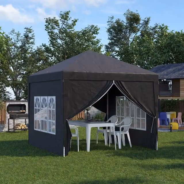 Outsunny Blue Pop Up Gazebo Party Tent Canopy with Steel Frame