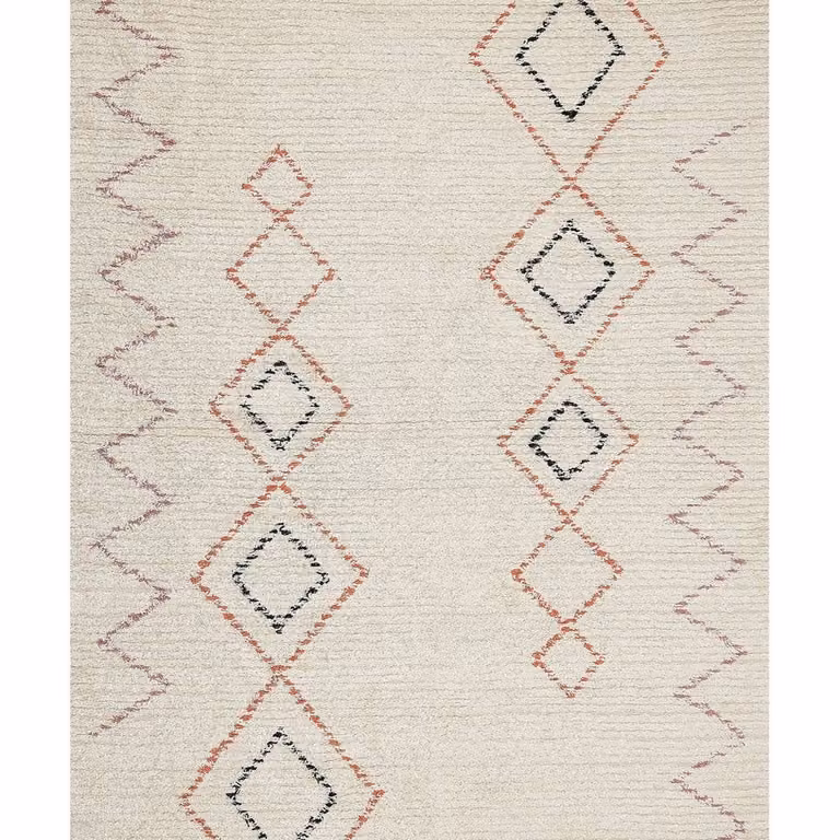Wyld and Coco Beige Hand-Tufted Cotton Geometric Rug, W: 160 cm, L: 230 cm