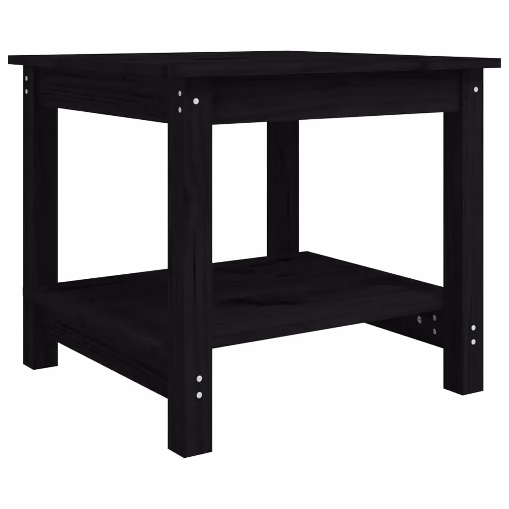 Berkfield Home Black Rustic Solid Pine Square Coffee Table W/D/H: 50 x 50 x 45 cm – 2