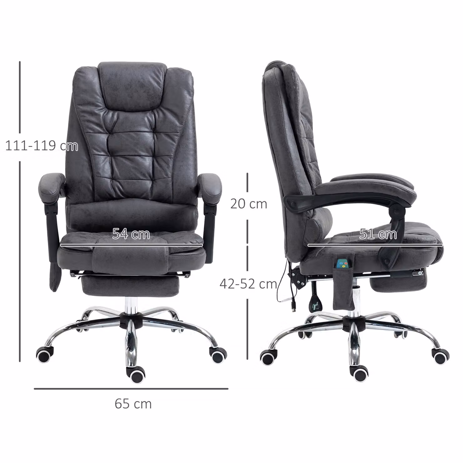 VINSETTO Ergonomic Heated Office Chair with 6-Point Vibration Massage in Dark Grey – 3