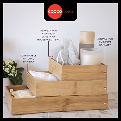 Copco Bamboo Home Organisers Set, 3 Pieces, Brown Wood – 2