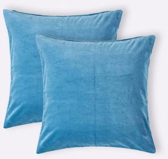 Homescapes Velvet Cushion Cover Set in Blue and Orange, W/D/H: 40 x 40 x 40 cm