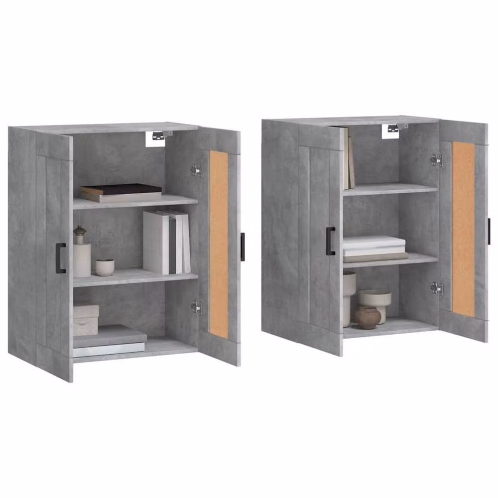 Berkfield Home Set of 2 Wall Mounted Modern Cabinets in Concrete Grey Matt Engineered Wood – 2