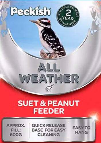 Peckish All Weather Suet and Peanut Metal Bird Feeder in Silver – 4