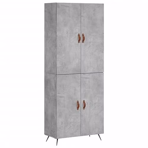 vidaXL Modern Highboard in Grey, Matt MDF and Metal Storage Unit, W/D/H: 69.5 x 34.0 x 180.0 cm
