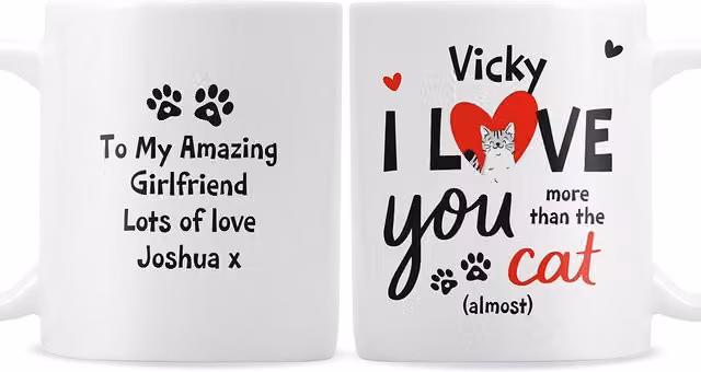 Personalised Memento Company I Love You More Than The Cat Ceramic Mug in White