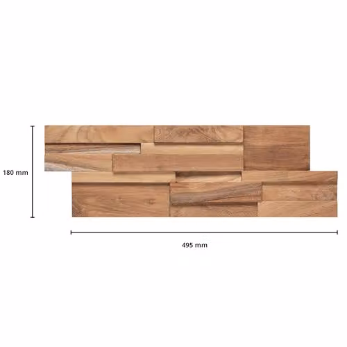 Wallsupply UltraWood Ferrano Brown Solid Teak Wood Wall Cladding 3D Interlocking Tiles, 10pcs 0.9m2 – 2