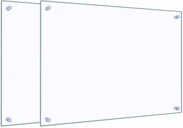 Berkfield Home Kitchen Backsplash 2 Pack of Transparent Tempered Glass, W: 70 cm, H: 50 cm
