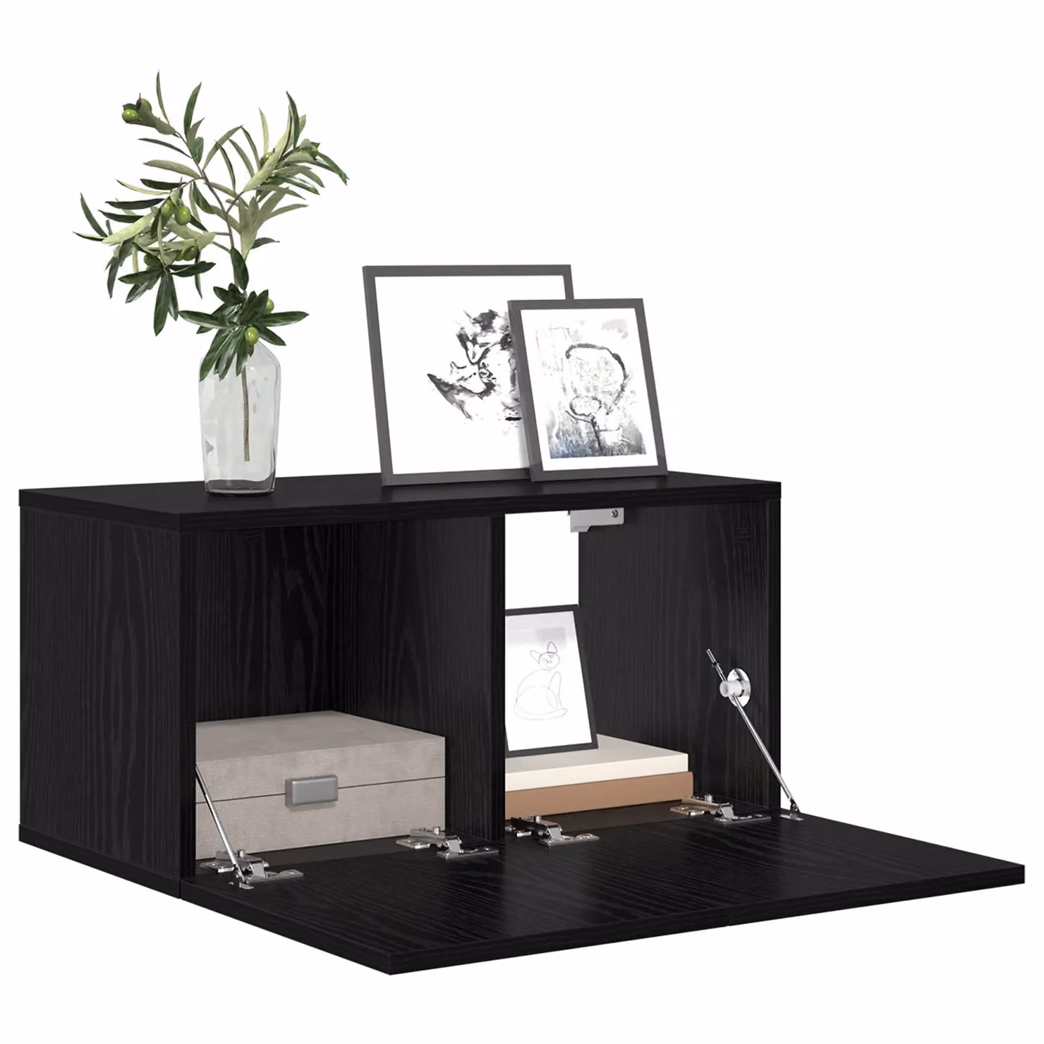Berkfield Home Modern Wall Mounted Small TV Cabinet in Black Oak Engineered Wood – 3