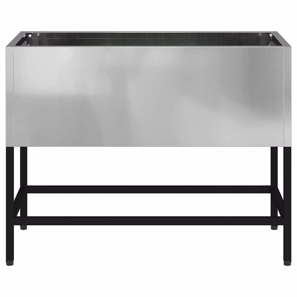Berkfield Home Raised Garden Planter in Silver Galvanised Steel, W: 60 cm, D: 26 cm, H: 45 cm – 4