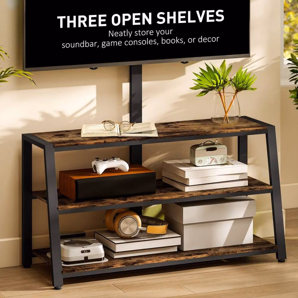 Wyld Haus Avaden Industrial TV Stand in Brown and Black with 35 Degree Swivel Mount – 4