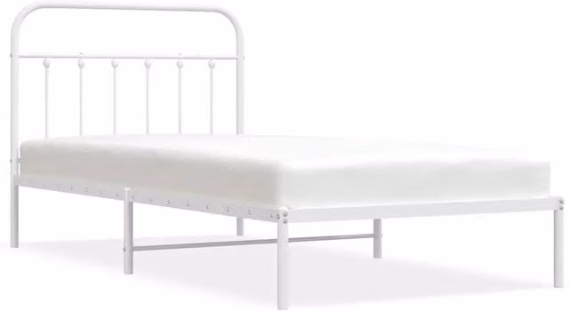 Berkfield Home Metal Bed Frame with Headboard in White, W: 107 cm, L: 203 cm – 1