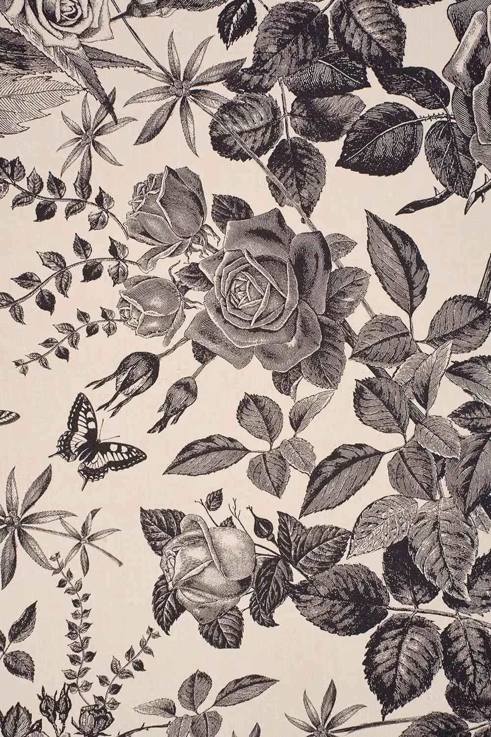 Living and Home Black and Beige Botanical Vinyl Self-Adhesive Wallpaper with Vintage Floral and Nature Design – 2