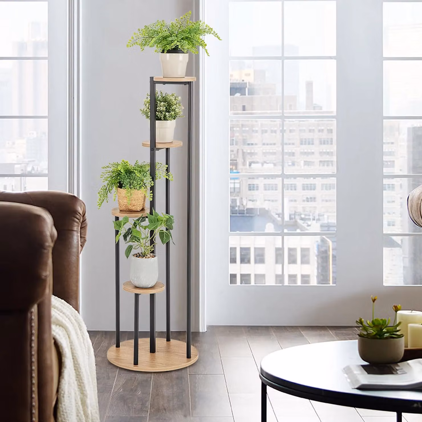 Gymax Multi-tier Metal Plant Stand Decorative Display Shelf, W/D/H: 40 x 40 x 125 cm – 2