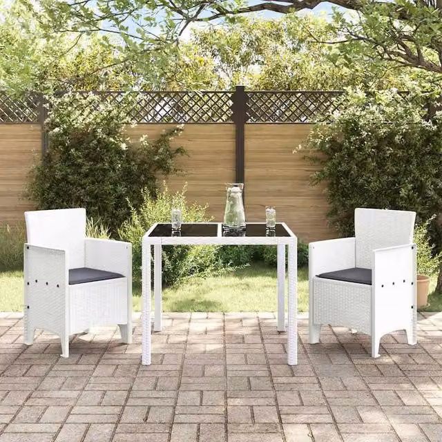 Berkfield Home Practical Garden Chair Set of 2 in White and Anthracite with Cushions