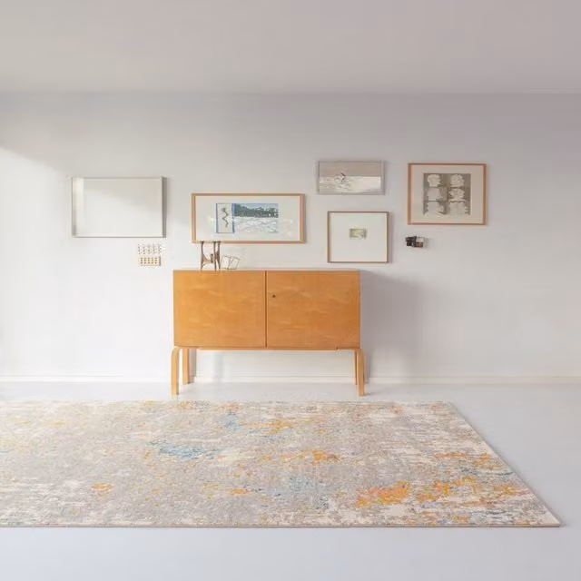 The Rug Shop UK Abstract Modern Machine Woven Area Rug in Beige and Multicolour, W: 160 cm, L: 230 cm