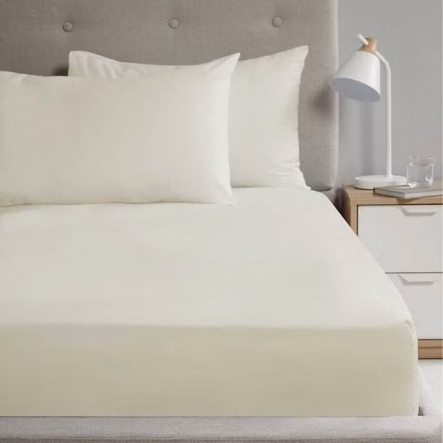 Rapport Home Polycotton Fitted Sheet, Beige, W: 140 cm x L: 200 cm