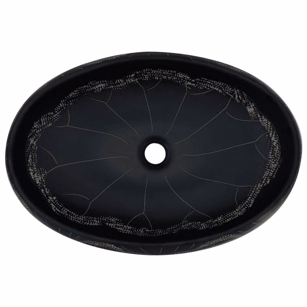Berkfield Home Black Oval Ceramic Countertop Basin W: 59 cm, D: 40 cm, H: 15 cm – 4