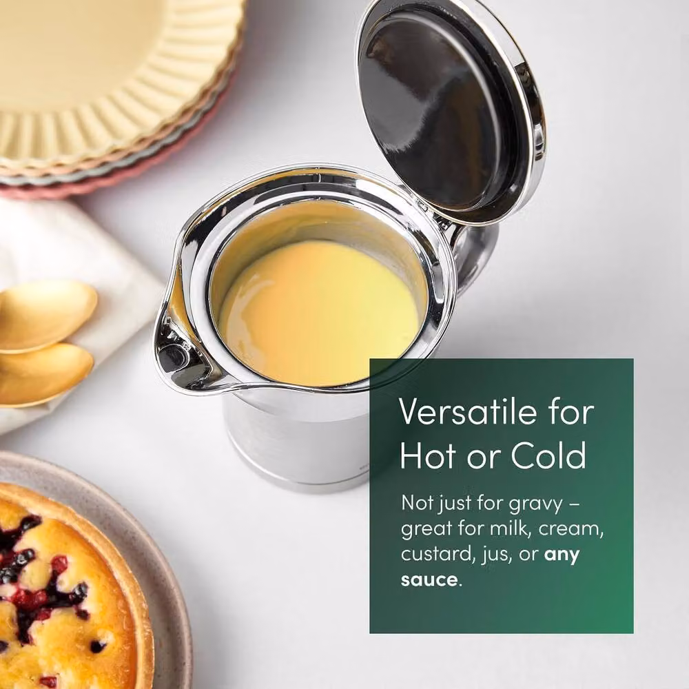 Emperial Silver Stainless Steel Double Insulated Gravy Boat with Lid, 500ml – 4