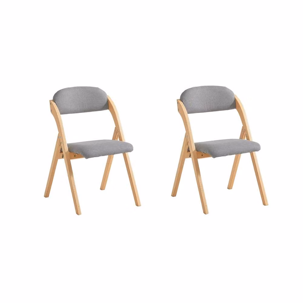 SoBuy Set of 2 Ergonomic Folding Wooden Chairs in Light Grey – 2