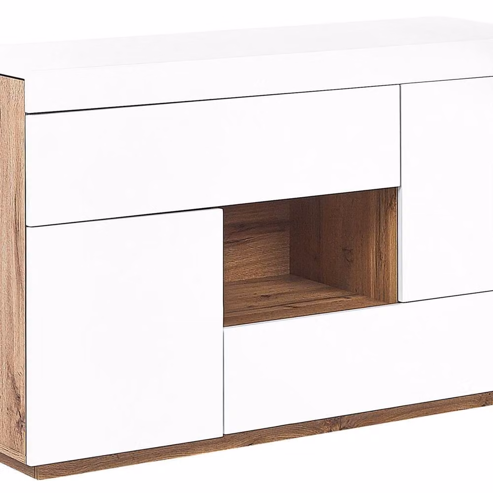 Wyld and Coco 2-in-1 Secretary Desk and Sideboard in White, W/D/H: 120 x 77 x 40 cm – 2