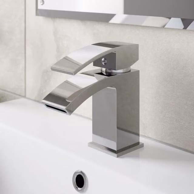 Osmo Chrome Single Lever Basin Mixer Tap with Curved Spout