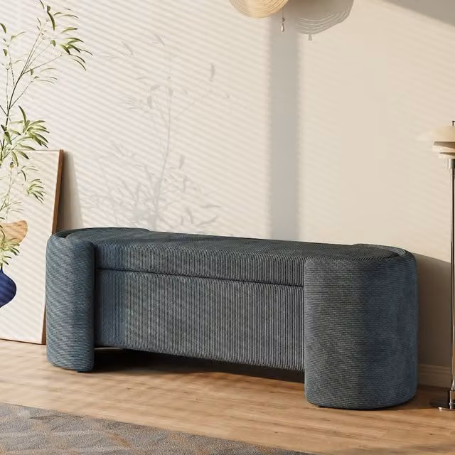 Lifeideas Oval Upholstered Storage Bench in Green