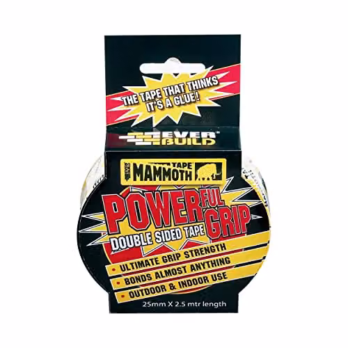 Everbuild Mammoth Powerful Grip Double Sided Tape, Transparent, W: 25 mm, L: 2.5 m