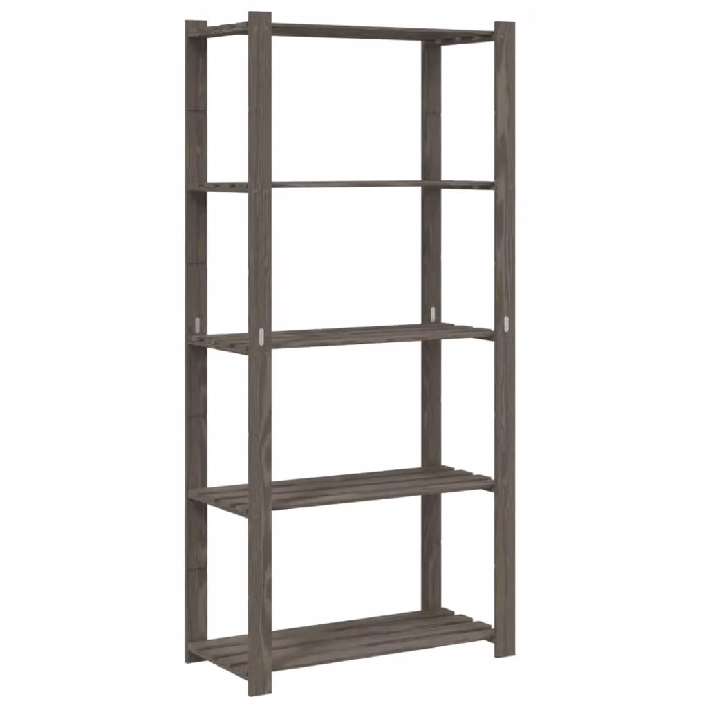 Berkfield Home 5-Tier Grey Solid Pine Wood Storage Rack, W/D/H: 80 x 38 x 170 cm – 2