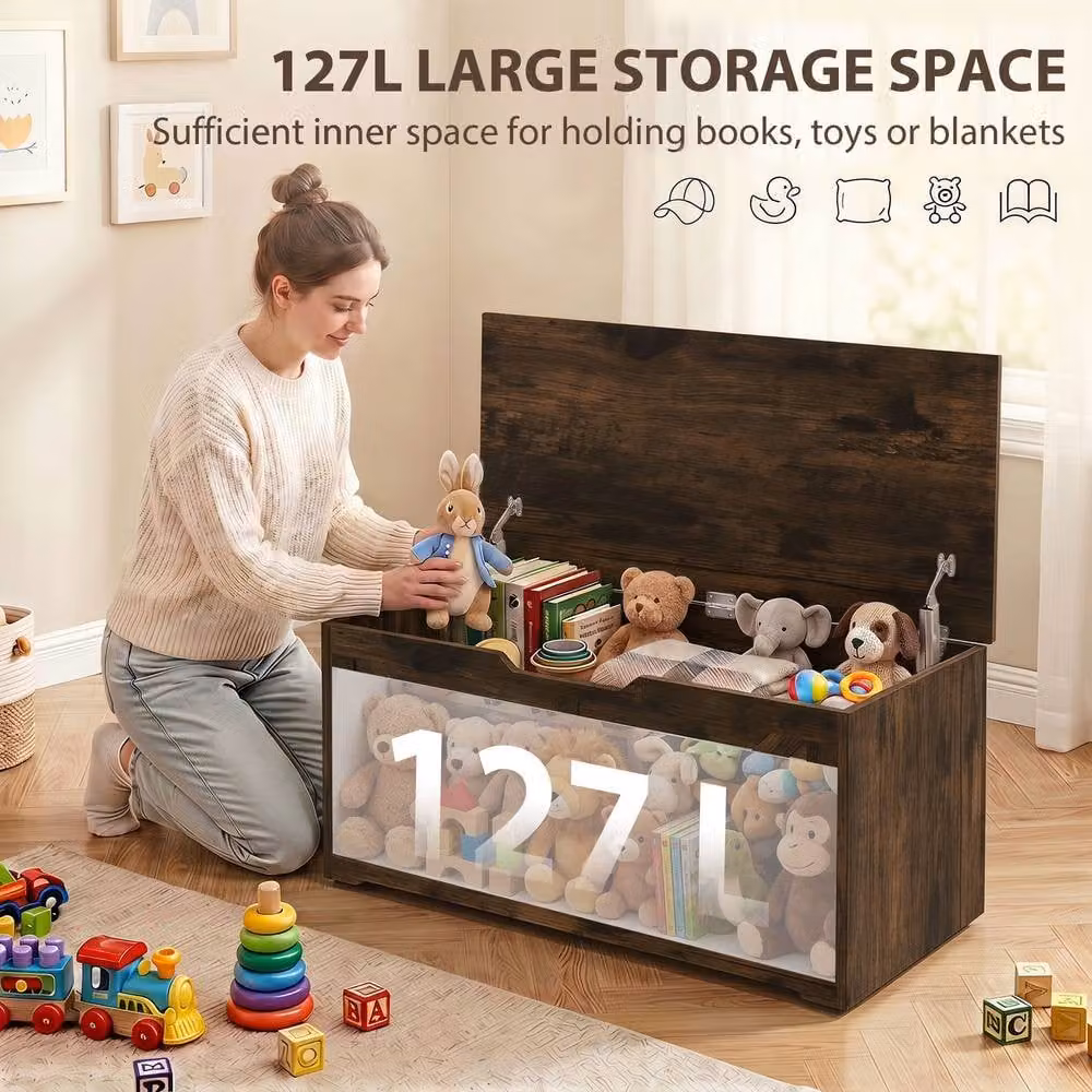 STILVORA Rustic Brown Storage Box with Soft Close Lid – 5