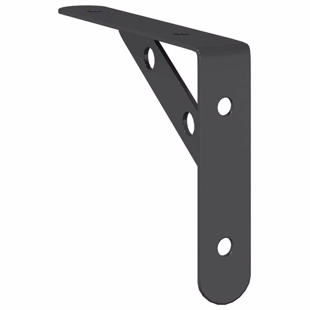 Berkfield Home Black Stainless Steel Wall Mounted Shelf Brackets, 4 Pack, W/D/H: 15 x 2.5 x 11.5 cm – 6