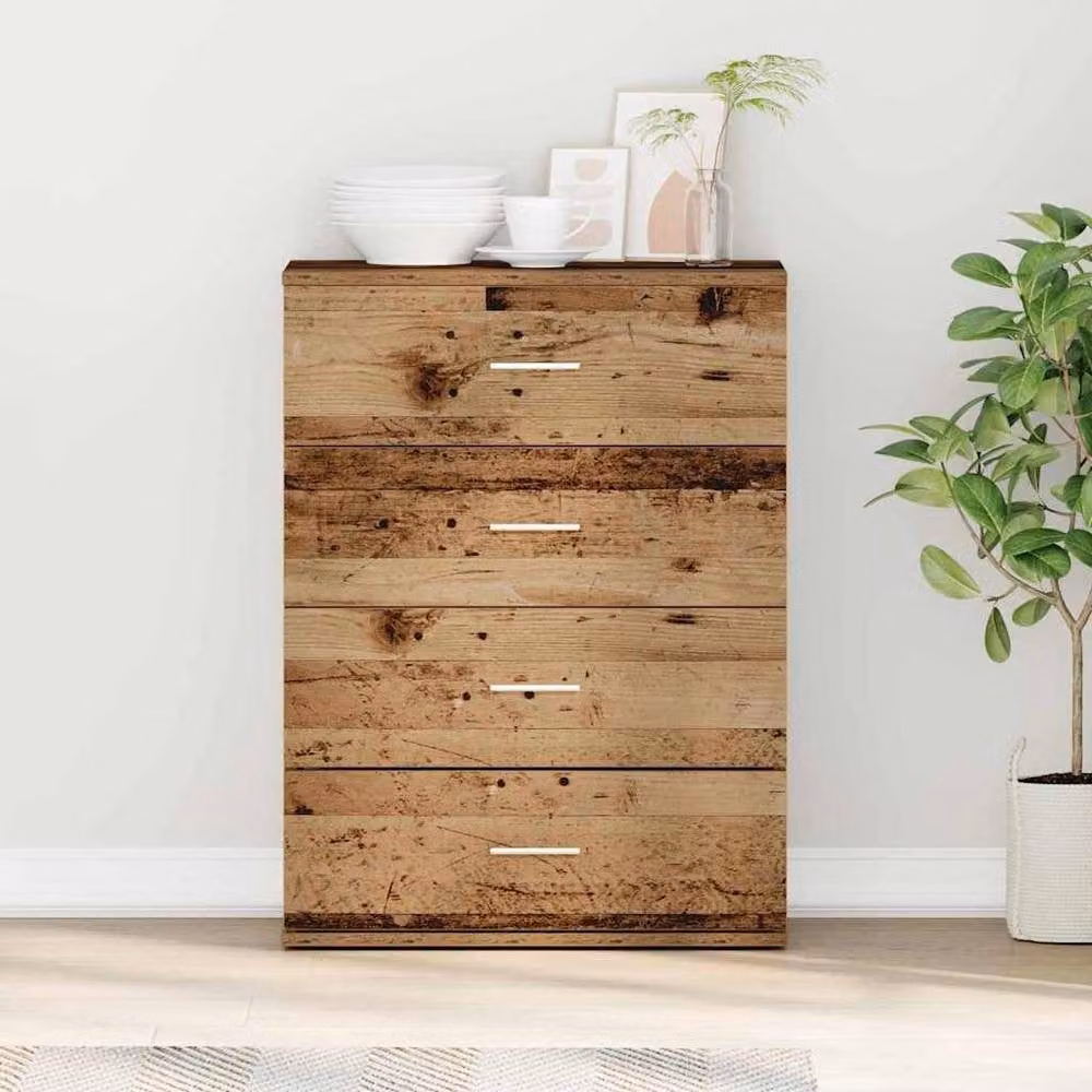 Berkfield Home Modern Sideboard with Drawer in Brown Old Wood Finish – 1