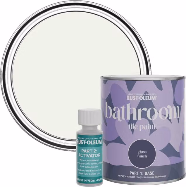 Rust-Oleum Bathroom Tile Paint in Gloss Finish, Steamed Milk White, 750ml
