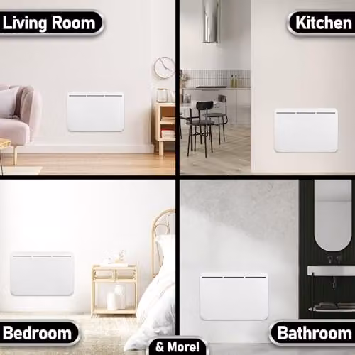Mylek 1.5kW Electric Panel Heater Radiator, White, W: 64.5 cm, H: 43.0 cm, D: 11.5 cm – 2