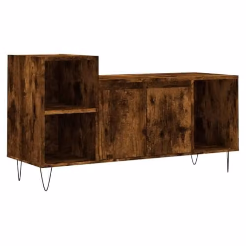 vidaXL Modern TV Cabinet in Smoked Oak, W/D/H: 100 x 35 x 55 cm