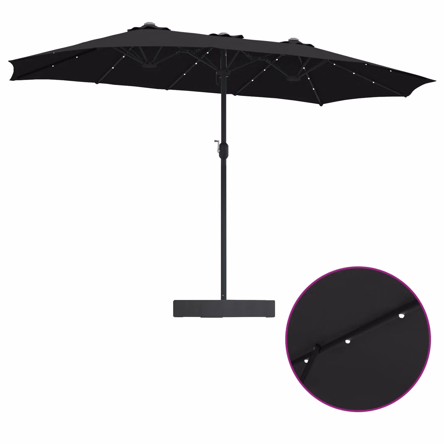 Berkfield Home Folding Garden Parasol in Black with Polyester Fabric and Steel Frame, W/D/H: 385 x 209 x 244 cm – 6