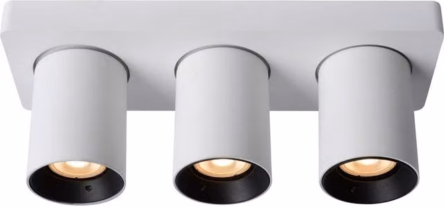 Lucide Modern White Aluminium Triple Ceiling Spotlight with Adjustable GU10 LED Downlights