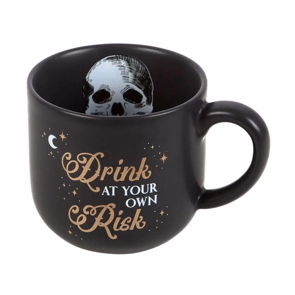 Uniqueful Drink At Your Own Risk Ceramic Mug in Black, 360 ml – 3