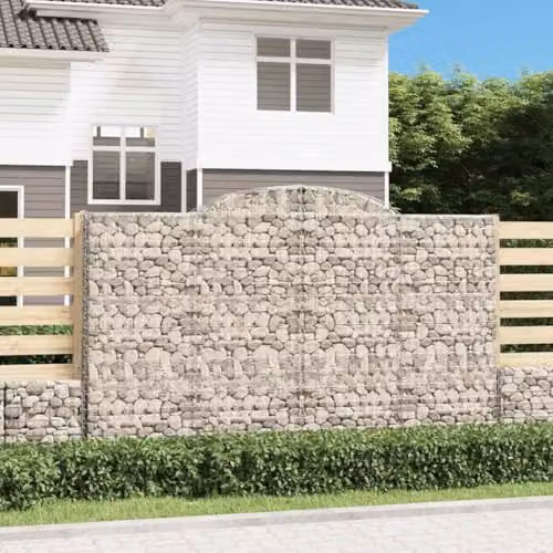 vidaXL Arched Gabion Baskets, 15 Pieces, Silver Galvanised Steel, W: 300 cm, D: 50 cm, H: 180/200 cm – 2
