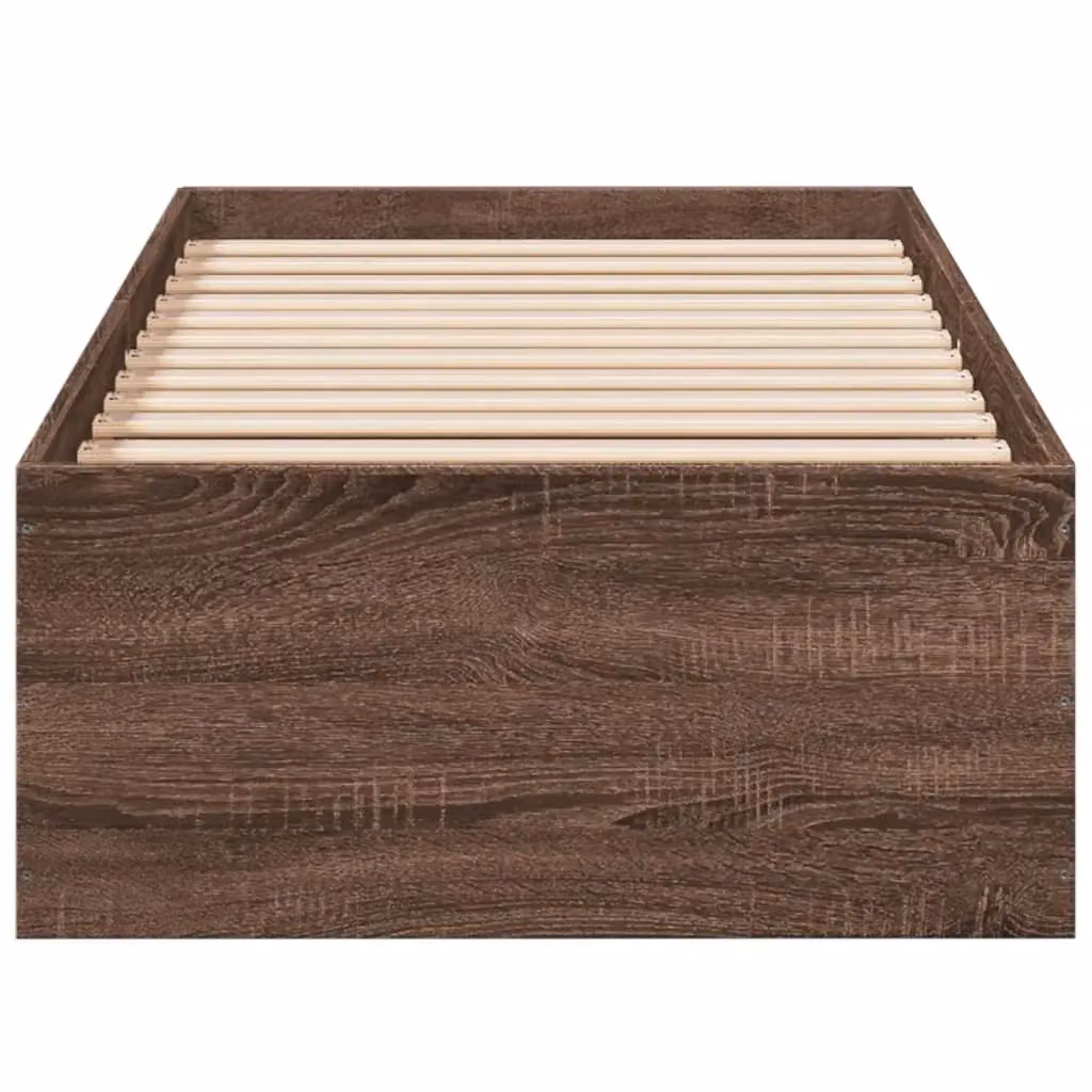 Berkfield Home Modern Bed Frame in Brown Oak, W: 100 cm, D: 200 cm – 3